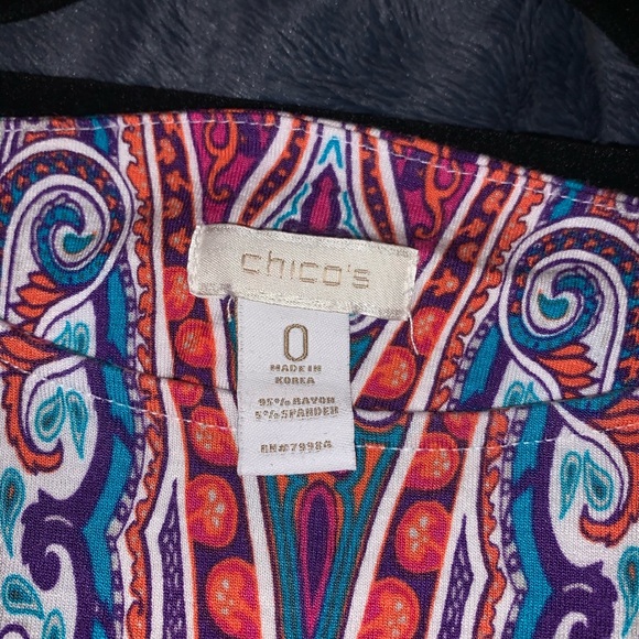 Chico’s 0 Boho, Paisley, Side Tie, Jersey Top - Picture 12 of 16
